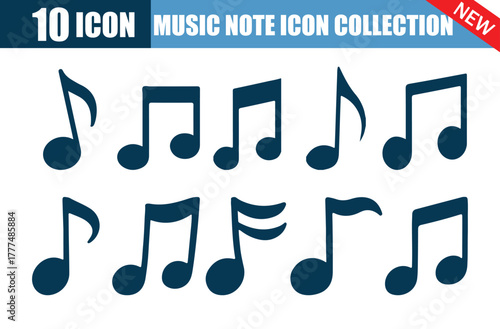 Simple Music Note Icons Collection. Flat Design Vector