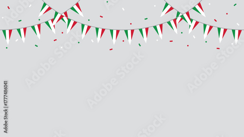 Seamless national flag of Italy party bunting border. Flat design illustration.	