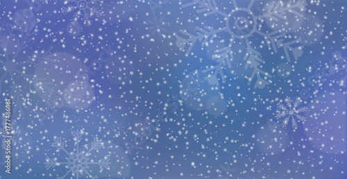 White falling snow, big snowdrifts, different snowflakes, festive Christmas background - Vector illustration