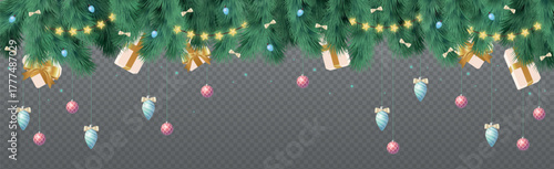 New Year Christmas background, festive fir tree, web template without background for advertising, postcards - Vector illustration