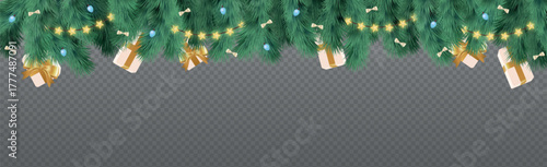 New Year Christmas background, festive fir tree, web template without background for advertising, postcards - Vector illustration