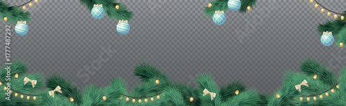 New Year Christmas background, festive fir tree, web template without background for advertising, postcards - Vector illustration