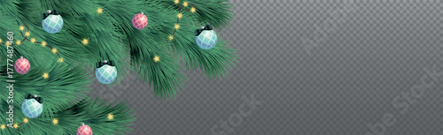 New Year Christmas background, festive fir tree, web template without background for advertising, postcards - Vector illustration