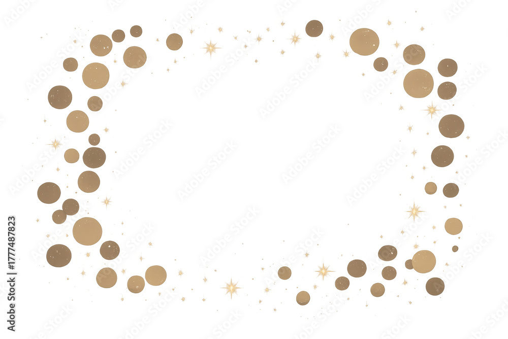 Obraz premium Golden bokeh particles creating shiny festive frame on transparent background, celebrating special holidays