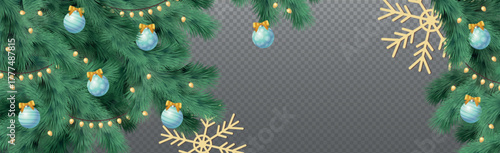 New Year Christmas background, festive fir tree, web template without background for advertising, postcards - Vector illustration