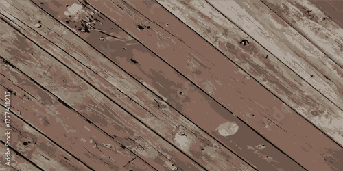 Distressed wood panel. Old wooden planks. Vintage background. Vector illustration
