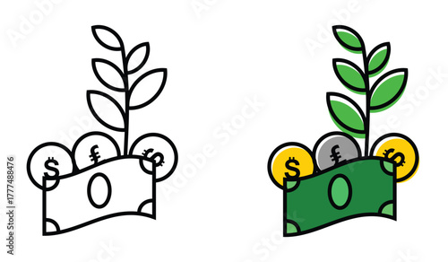 environmental conservation fund. in outline and color.