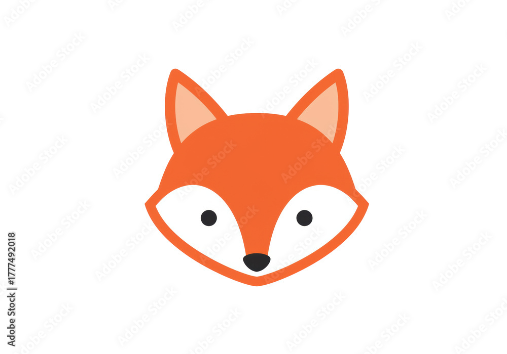 Fototapeta premium Isolated cartoon fox head with perky ears and pointy nose in a simple design style