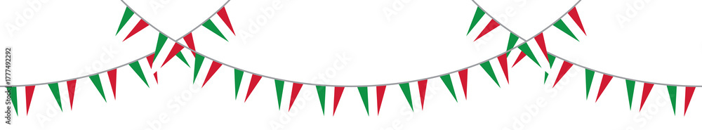 Obraz premium Seamless national flag of Italy party bunting border. Flat design illustration. 