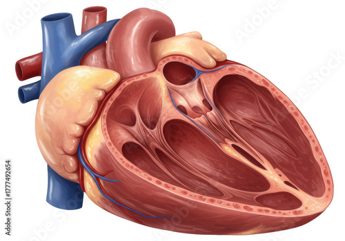 Isolated human heart cross-section illustration, organ anatomy, healthcare, cardiology
