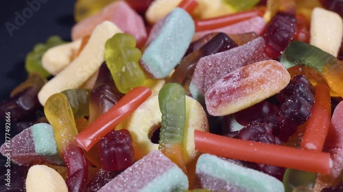 Colourful sugary candy, Assort various sweet candies.