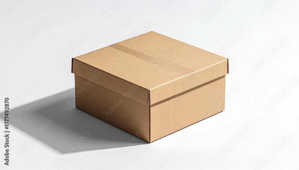 Fototapeta premium Cardboard Box on White Background A Simple and Clean Perspective for Packaging and Shipping