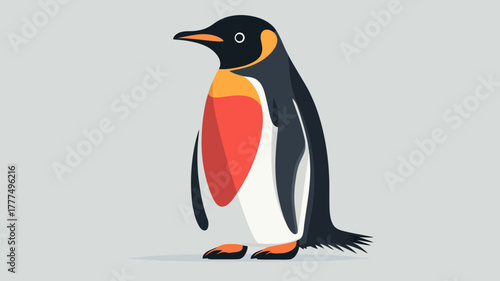 Regal Penguin Portrait: An artistically rendered penguin stands confidently, its vibrant plumage and iconic stance capturing the essence of the Antarctic wilderness.