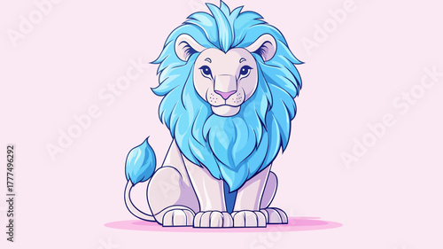 Azure Majesty: A majestic lion, its coat a symphony of cool azure tones, rests serenely, embodying a fusion of royalty and tranquility. 