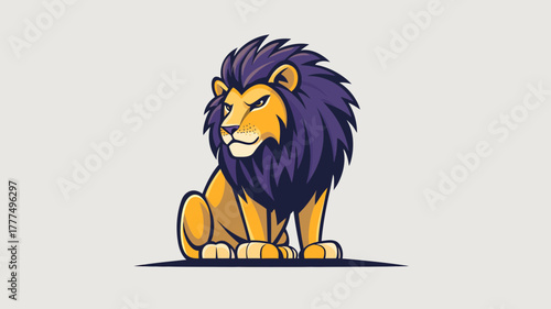 Majestic Lion Emblem: A stylized depiction of a proud lion, exuding strength and regality, sitting confidently, its gaze unwavering.