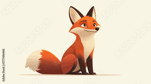 Fox Illustration: A charming fox with fiery orange fur, full of whimsy, sits poised and ready to pounce, captured in a delightful illustration.