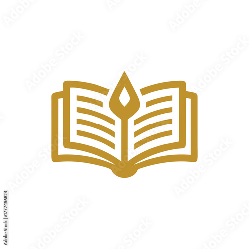 Minimalist Line Art Open Book with Flame Icon Vector - Knowledge and Wisdom Symbol