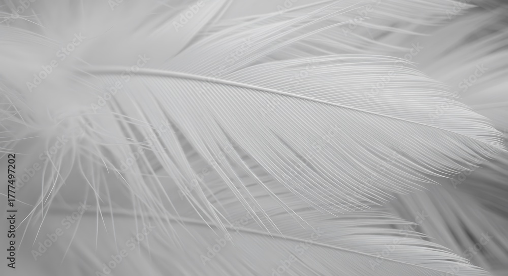 Obraz premium Close Up Macro View of a Delicate White Feather Showing Fine Details and Texture