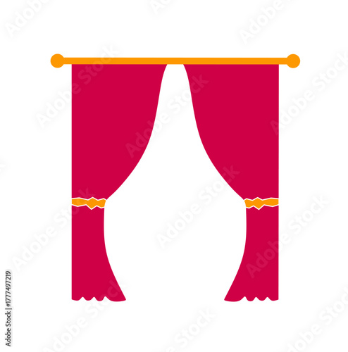 vector illustration of red curtain on white background