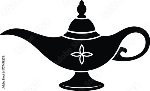 Elegant black magic lamp design with ornamental details a striking silhouette