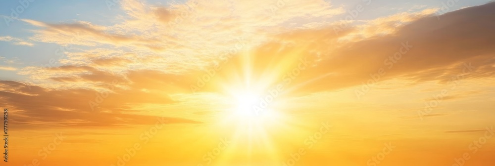 Fototapeta premium A Breathtaking Sunrise Over a Serene Landscape, Illuminating the Sky with Warm Golden Hues