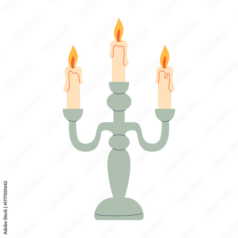 Fototapeta premium Cute candle holder with candles on a white background. Vector illustration