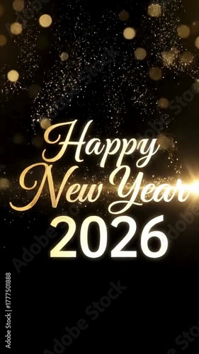 Celebrate the dynamic arrival of 2026 with sparkling festive greetings and glowing golden confetti effects for your celebratory projects