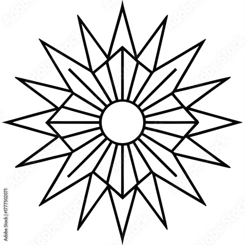 Geometric sun starburst abstract design