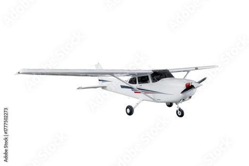 Light aircraft on a white background. A small tourist plane on an isolated white background. side view	