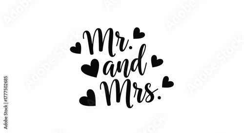 The words "Mr. and Mrs." are written in a script font with small black hearts.
