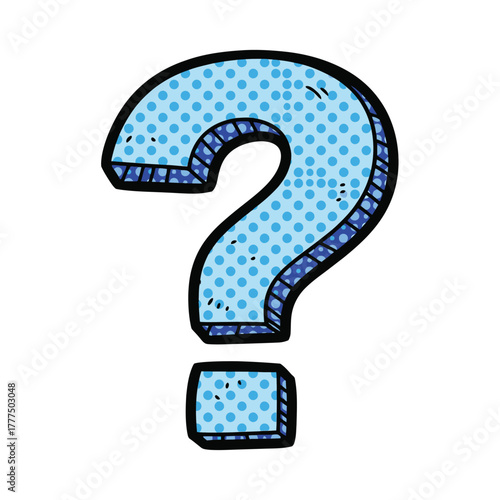A blue, dotted question mark symbol on a white background signifies inquiry and doubt.