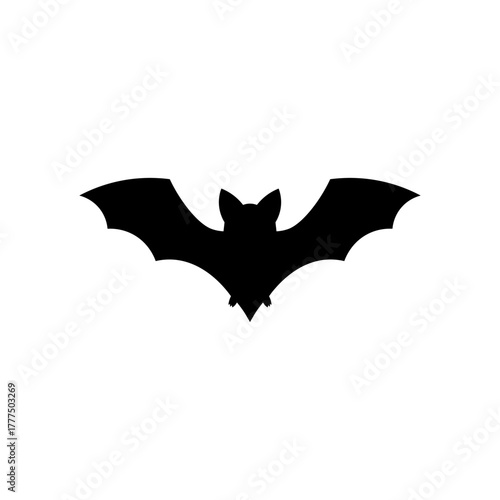 Flying bat animal silhouette vector flat design on white background. Flying bat icon.