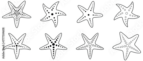 Starfish line icon set. Starfish Icon Vector line art For Starfish Logo Illustration. Simple design for starfish icon vector illustration.