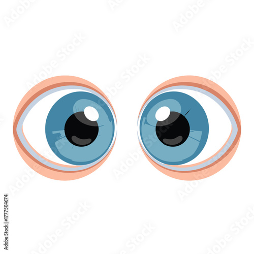 Two blue cartoon eyes are looking to the left with a surprised expression.