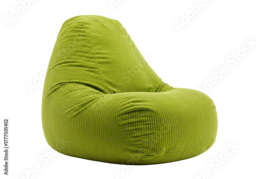 Photos Isolated green corduroy beanbag chair for indoor comfort, lounge area, living ro