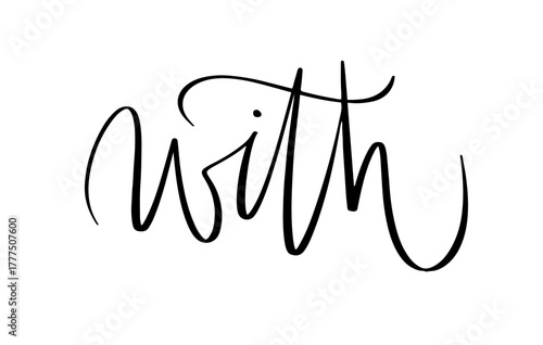 With Word Elegant Script Flourish Word Vector