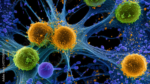 Complement fragments C3a and C5a attracting immune cells, a colorful visualization of inflammation induction.