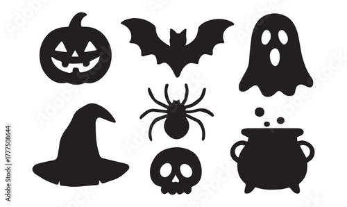 Halloween Silhouette Icons – Classic Vector Set for Spooky Seasonal Designs