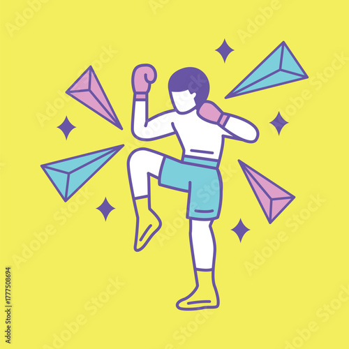 Muay Thai Icon Design. Illustration Vector Design