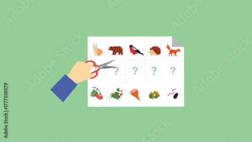 vector illustration of a set of animals in the form of a puzzle