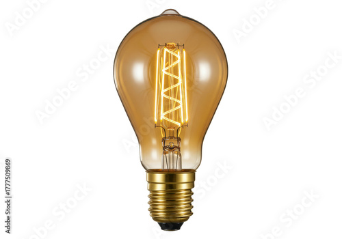 Isolated Edison style decorative light bulb with incandescent filament, warm appearance