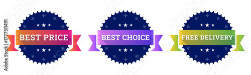 Colorful Best Price Best Choice Free Delivery Badges