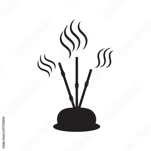 Aroma sticks cartoon silhouette vector flat illustration design on white background