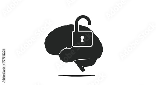Brain Unlocked Symbol Representing Open Mind and New Ideas, Generative AI.