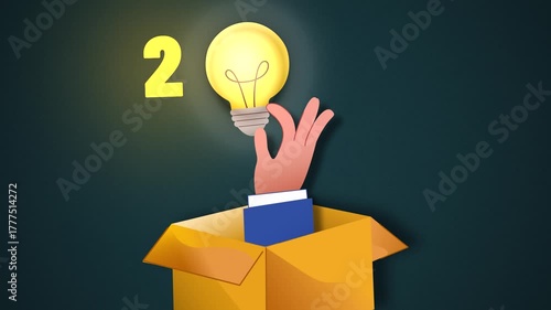 happy new year 2026 innovative business light bulb animation