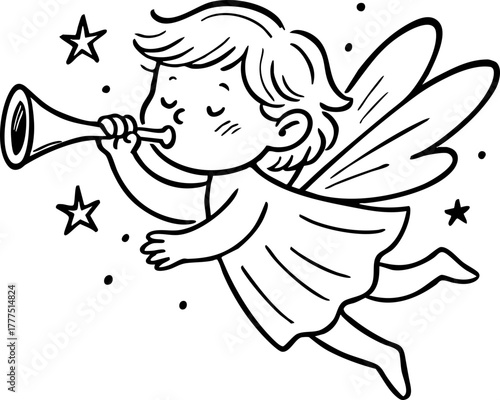 귀여운 아기천사 선 일러스트 
