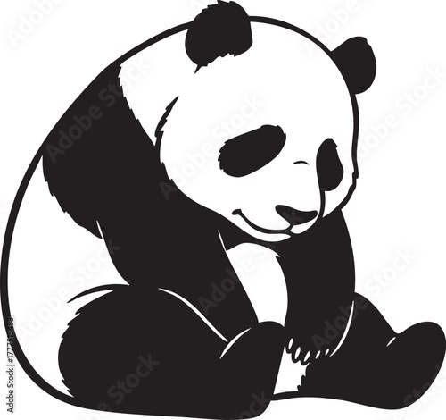 Sad sitting baby panda cartoon animal emotion cute creature kawaii