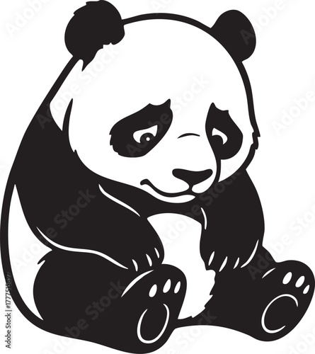 Sad sitting baby panda cartoon animal emotion cute creature kawaii