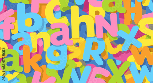 Colorful Alphabet Letters Scattered Randomly for Learning and Play.