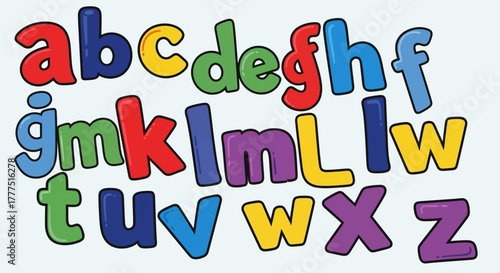 Colorful English Alphabet Letters for Early Childhood Education.